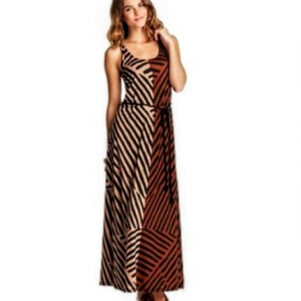 🪢 Last chance! LOFT striped rope belted maxi dress